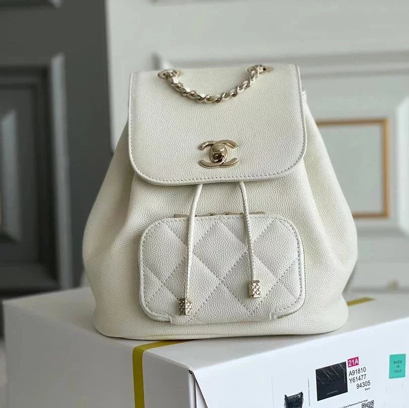 Chanel Backpack Bag Top version 【Original Factory**】New Lychee Leather Backpackage Affinity22B Latest Drawstring Backpack Recommended Women's Handbag Shoulder Bag Backpack