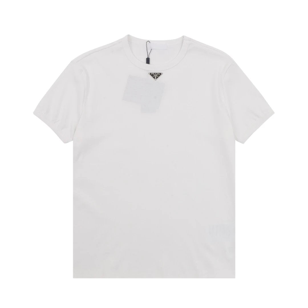 PRADA T-shirt Neck Triangle Tag logo round Neck Short Sleeve25ss New Pure Cotton Unisex Style T Casual T-Shirt Base Layer Shirt OS Loose Fit Half Sleeve Top Plus Size