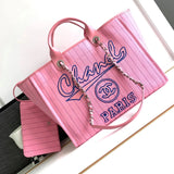 Chanel Women's Bag Top version 【Super Original Factory】Ohanel Home23P Shopping Bag Beach Bag Vertical Stripes23P Hot Sale of Elements Naini Goose Beach Bag Mummy Bag Shopping Bag Tote Bag Women's Bag Tote Shoulder Bag Handbag New Beach Bag Large38cm Mediu