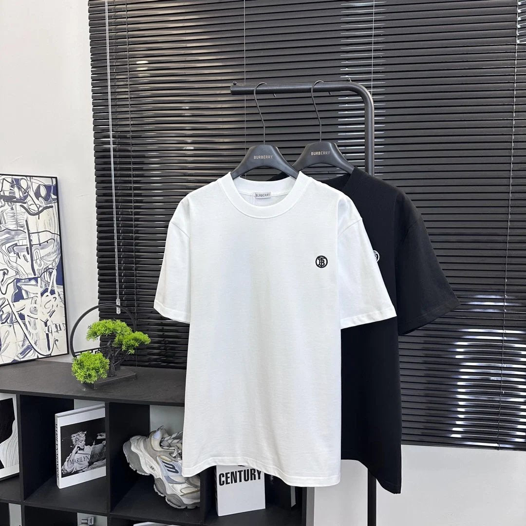 Burberry T-shirt Chest TB Embroidery logo round Neck Short Sleeve25ss New Pure Cotton Unisex Style T T-shirt OS Loose Fit Base Shirt Top Half Sleeve T-Shirt