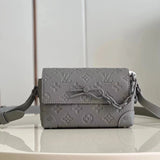 Louis Vuitton LV Men's Bag Top version 【Original Order】Spot Goods M81783Black Flower81746Embossed New Steamer Series Postman Men's and Women's Bags Single Shoulder Crossbody Chain Bag Magnetic Suction Flap Bag Adjustable Shoulder Strap New Color Blue