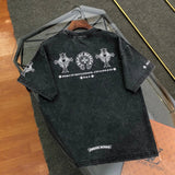 Chrome Hearts T-shirt Back with Horse Hoof Print logo round Neck Short Sleeve25ss New Pure Cotton Unisex Style T T-shirt OS Loose Fit Base Shirt Top Half Sleeve T-Shirt
