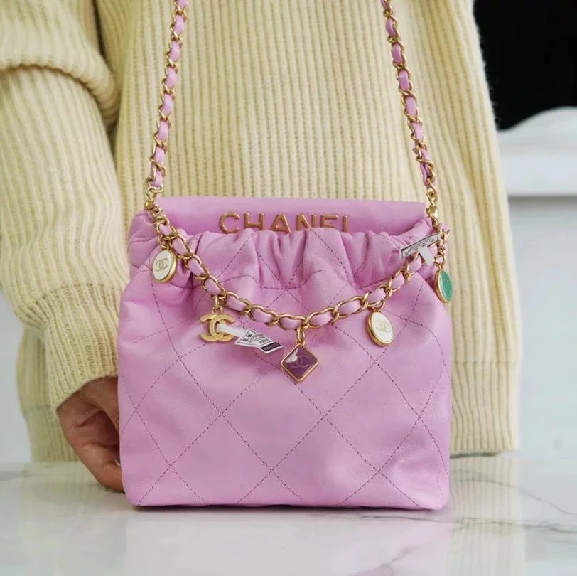 Chanel Women's Bag Top version 【**Original Version】New l23pmini22bag Small Chinese Character Fu Bag Gem Lucky Bag hobo Mini Bag22Handbag Xiaofu Bag Underarm Bag Crossbody Bag