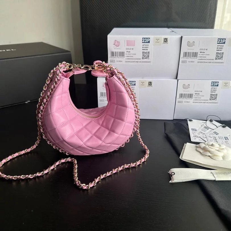 Chanel Women's Bag Top version 【Premium Edition】/23P New Selenodont Bag Moon Bag Hobos Underarm Bag Handbag mini Hula Hoop Bag Small Bag Chain Bag Crossbody Bag Shoulder Bag23P New Women's Bag