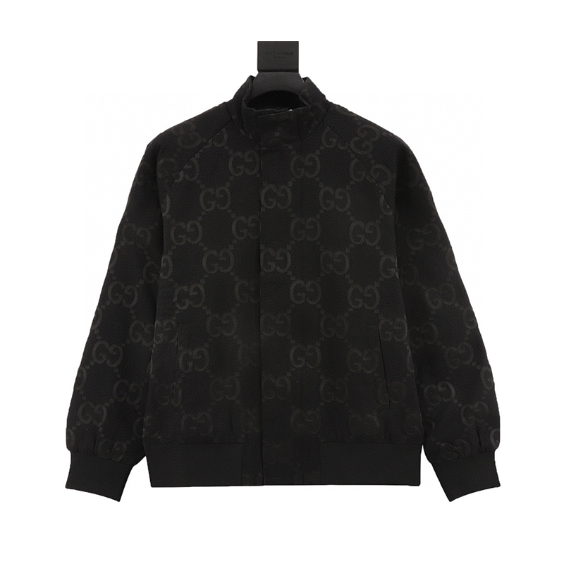 Gucci Jackets Full Printed Canvas Stand Collar Quilted Jacket for Men and Women