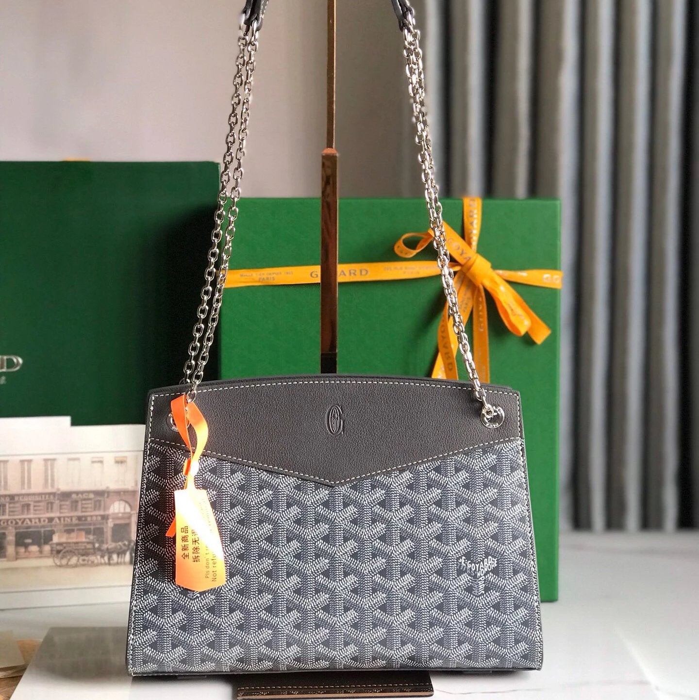 Goyard Bag Top version 【Kowloon Leather Edition】New Rouettebagmini No. Hard Version Chain Luai Bag Chain Bag Messenger Bag Shoulder Bag New Women's Bag Small Size25cmmini No. Chain Bag21cm Mobile Phone Bag