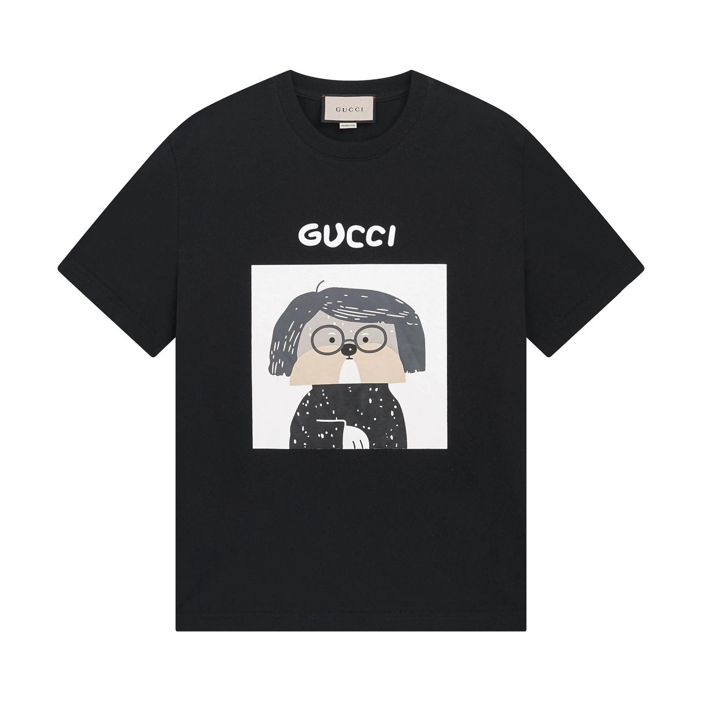 Gucci T-shirt Cartoon Character Print on the Chest logo round Neck Short Sleeve25ss New Pure Cotton Unisex Style T Casual T-Shirt Base Layer Shirt OS Loose Fit Half Sleeve Top Plus Size