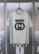 Gucci T-shirt Double G Toothbrush Embroidery logo round Neck Short Sleeve25ss New Pure Cotton Unisex Style T T-shirt OS Loose Fit Base Shirt Short Sleeve T-Shirt Top