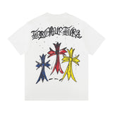 Chrome Hearts T-shirt Splash Ink Graffiti Print logo round Neck Short Sleeve25ss New Pure Cotton Unisex Style T Casual T-Shirt Base Layer Shirt OS Loose Fit Half Sleeve Top Plus Size
