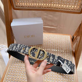 Dior Belt Top version Universal Belt Width for Men and Women3.5cm Counter Full Set of Packaging Original Leather Material Classic Presbyopic Full Printed Canvas Full Stand Leather Lychee Pattern Bottom Letter Buckle Support NFC Chip Scanning