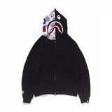 Bape Hoodie Correct Version Japanese Style Fashion Brand Camouflage Shark Head Hooded Sweater Loose Fleece-lined Limited Coat for Men and Women