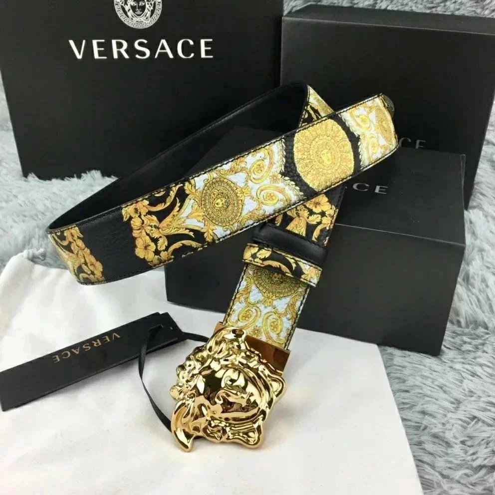 VERSACE Belt Top version Belt Men's and Women's Smooth Buckle Casual Fashion Belt