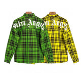 Palm Angels Shirt Top Version Green Plaid Shirt Men's and Women's Loose Long Sleeve Shirt Coat