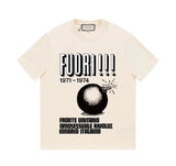Gucci T-shirt Black and White Print on Chest logo round Neck Short Sleeve25ss New Pure Cotton Unisex Style T T-shirt OS Loose Fit Base Shirt Top Half Sleeve T-Shirt