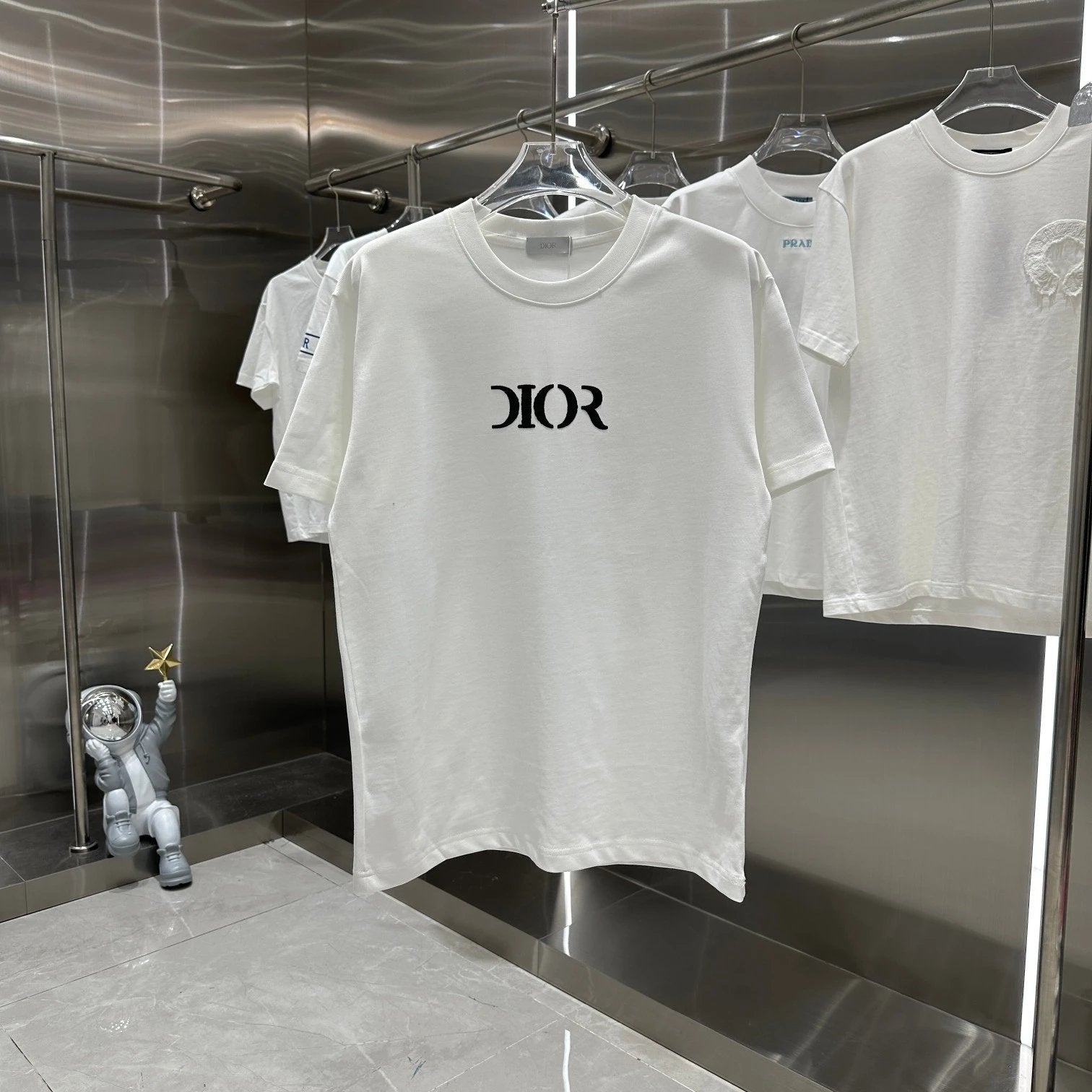 Dior T-shirt Chest Foam Print logo round Neck Short Sleeve25ss New Pure Cotton Unisex Style T T-shirt OS Loose Fit Base Shirt Short Sleeve T-Shirt Top