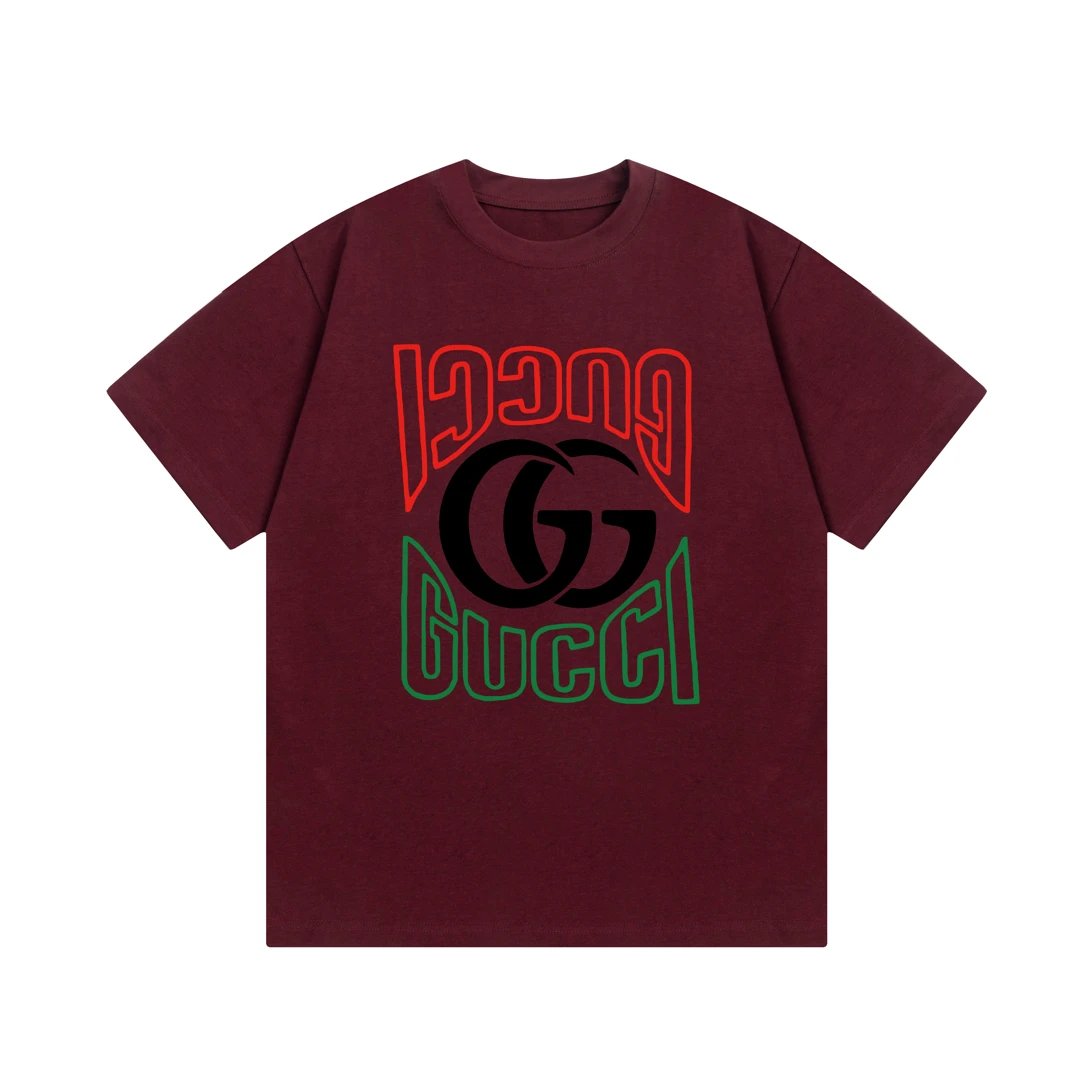 Gucci T-shirt Color Matching Double G Letter Direct Print logo round Neck Short Sleeve25ss New pure cotton T Unisex T-Shirt OS Loose Fit Base Shirt Top Half Sleeve T-Shirt