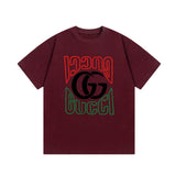 Gucci T-shirt Color Matching Double G Letter Direct Print logo round Neck Short Sleeve25ss New pure cotton T Unisex T-Shirt OS Loose Fit Base Shirt Top Half Sleeve T-Shirt