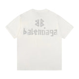 Balenciaga T-shirt Front and Back Hand-painted Double B Letter Rhinestone Embroidery logo round Neck Short Sleeve25ss New Pure Cotton Unisex Style T T-shirt OS Loose Fit Base Shirt Half Sleeve T-Shirt Top Half Sleeve