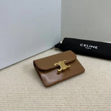 Celine Wallet Top version 【Super Original Leather】New Arc De Triomphe Card Holder Card Holder Card Clamp Cow Leather Lining TRIOMPHE Snap Button Closure，Built-in4One Card Slot，1One outside Card Slot.Easy to Carry outside