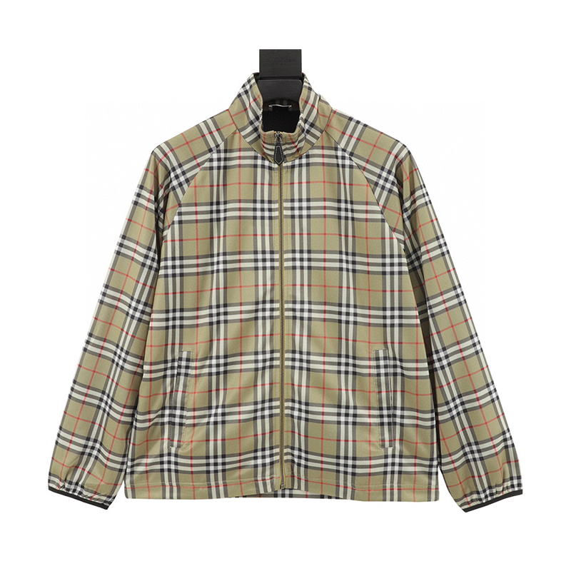 Burberry Jackets Functional Plaid Stand Collar Thin Coat for Men and Women