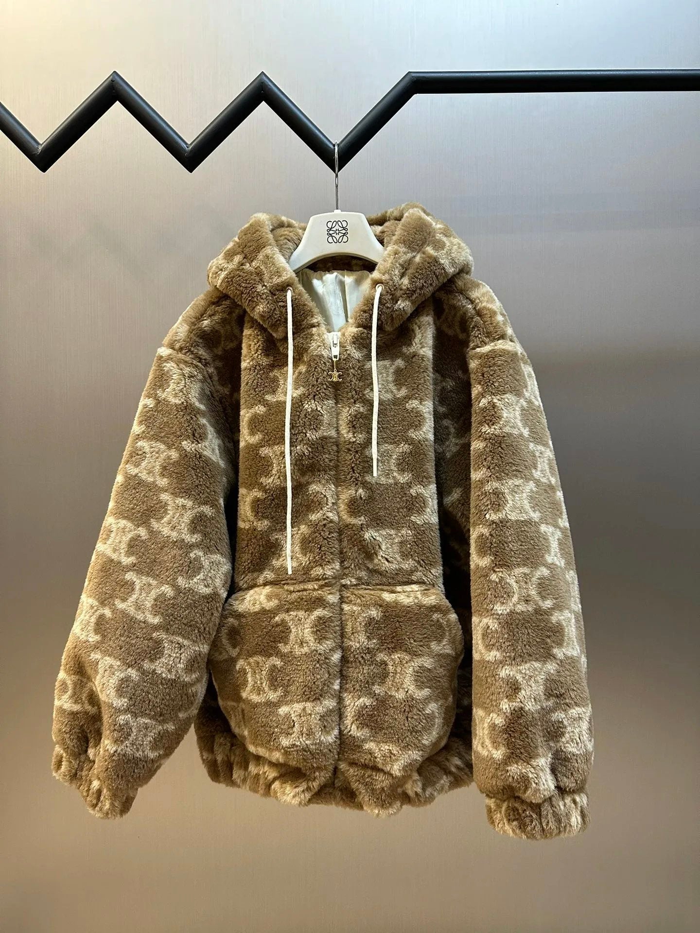 Celine Jackets Wool Teddy Coat Unisex Autumn Winter New Sports Casual Loose Versatile