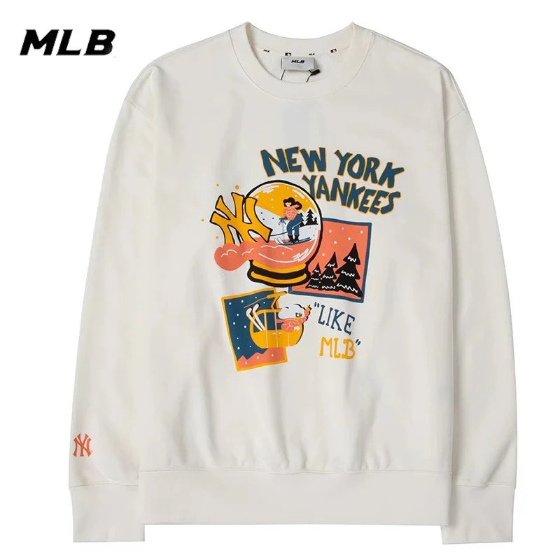 MLB Hoodie Top Version round Neck Sweaters Women's Clothing2024Autumn and Winter New Sportswear Coat Casual Long-Sleeved round-Neck Pullover Tide