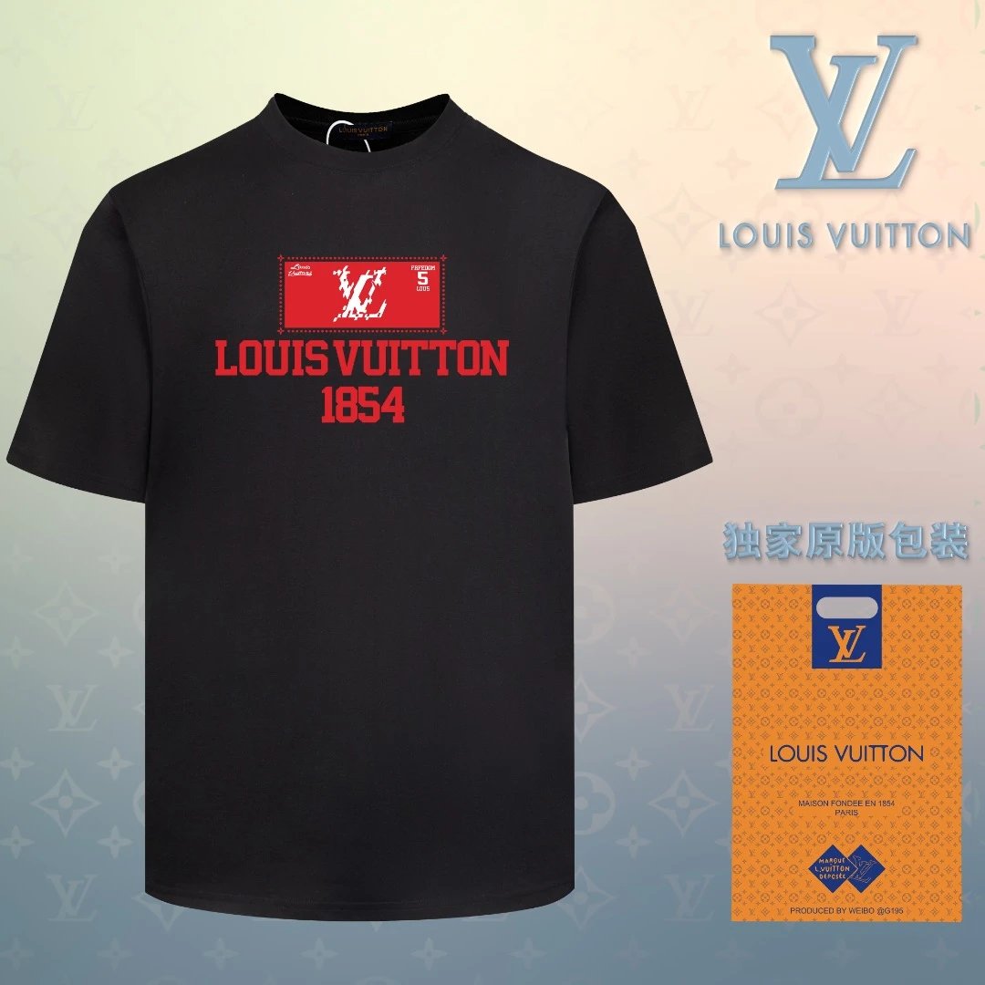 Louis Vuitton LV T-shirt 1854Series Front Print logo round Neck Short Sleeve25ss New Pure Cotton Unisex Style T T-shirt OS Loose Fit Base Shirt Short Sleeve Top T-Shirt
