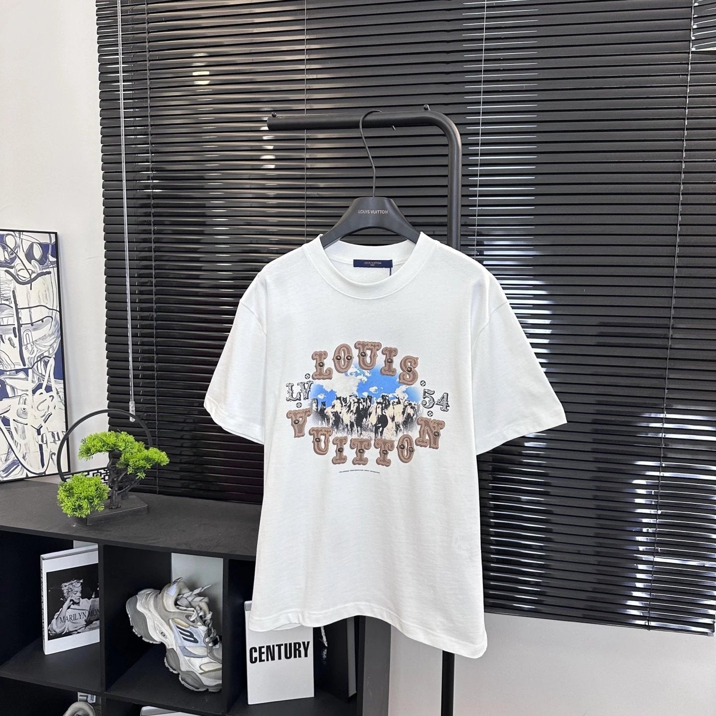 Louis Vuitton LV T-shirt Western Cowboy Series Galloping Horses Digital Print logo round Neck Short Sleeve25ss New Pure Cotton Unisex Style T T-shirt OS Loose Fit Base Shirt G Short Sleeve T-Shirt