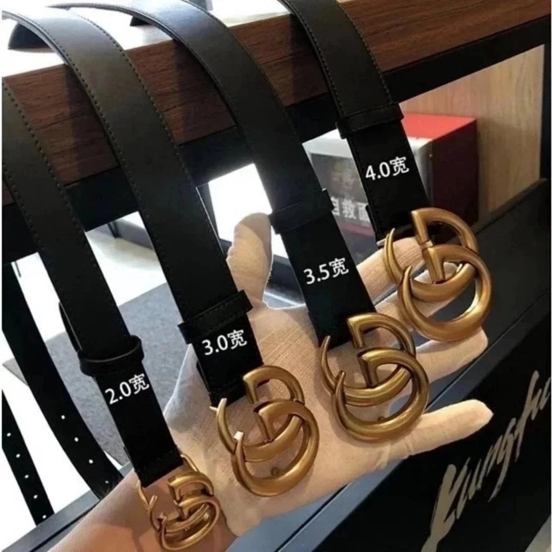 Gucci Belt Top version 《Full Package》New Original Women's Belt2.0Genuine Leather Belt Women's Pair g Belt Men's Fashion Casual Original Leather Gujia Belt GG Home Pant Belt Female Guqi Guqi Shi Belt Feila Grid