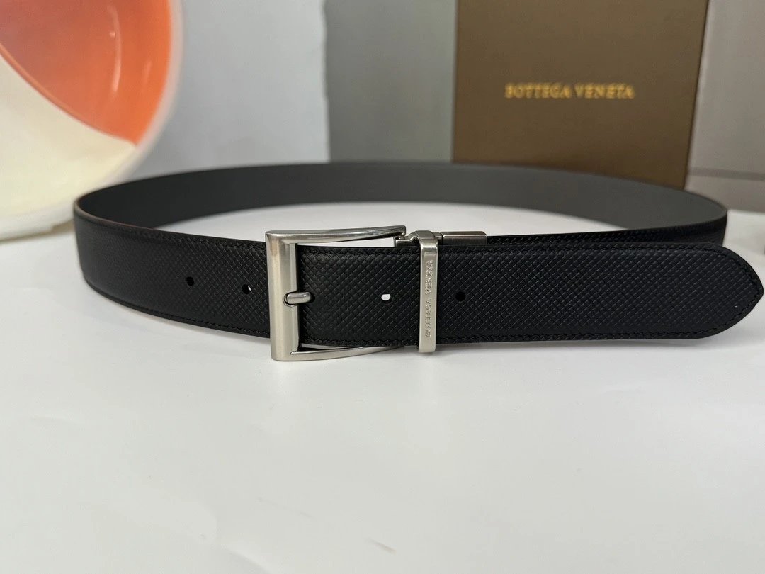 Bottega Veneta Belt 【Counter Original Customization】Original Order Men's Belt Width3.5cm SF Free Shipping Genuine Goods Quality Counter Full Set of Packaging Boutique Square Pin Buckle Selected First Layer Calf Skin Counter New Woven Handmade Woven with F