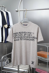 Louis Vuitton LV T-shirt Front Embroidered Knit Letters logo round Neck Short Sleeve25ss New pure cotton T Unisex T-Shirt OS Drop Shoulder Loose Fit Base Shirt Top T-Shirt Short Sleeve