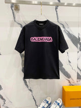 Balenciaga T-shirt Fluorescent Brand Lock Letters LOGO Printed Logo Crew Neck Short Sleeve25ss New Pure Cotton Unisex Style T T-shirt OS Loose Fit Base Shirt Casual Short Sleeve Top T-Shirt