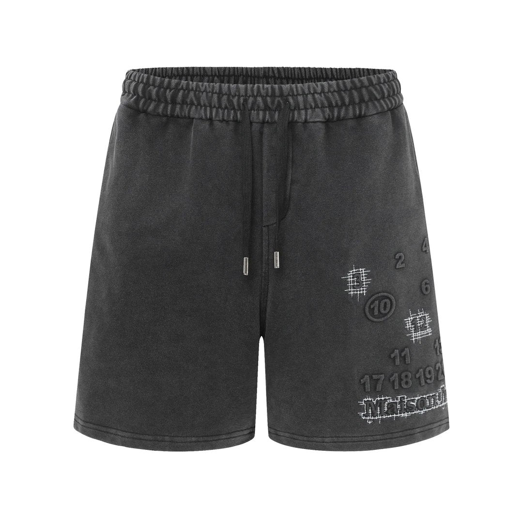 Maison Margiela Shorts 3D 3D Embossed logo Cropped Pants25ss New Heavy Drawstring American Style Casual Summer Pants5Two-in-One Casual Sweatpants for Men and Women