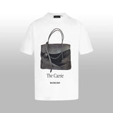Balenciaga T-shirt Chest Handbag with Illustration Print logo round Neck Short Sleeve25ss New pure cotton T Unisex T-Shirt OS Loose Fit Base Shirt Top Half Sleeve T-Shirt