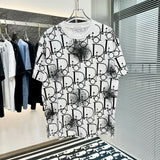 Dior T-shirt Allover Screen Printing logo round Neck Short Sleeve25ss New Pure Cotton Unisex Style T Casual T-Shirt Base Layer Shirt OS Loose Fit Half Sleeve Top Plus Size