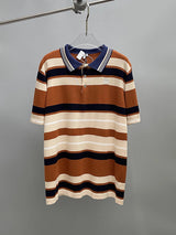 LOEWE Sweater Summer Vacation Series Striped Knit Sweater POLO Shirt Lapel Short Sleeve25ss New Unisex Summer Short Sleeve OS Loose T Business Half Sleeve Shirt Plus Size T-Shirt