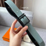 Hermes Belt Top version New Men's Belt3Import togo Leather Can Be Used on Both Sides of the Belt Stainless Steel Hardware Belt Pin Buckle Belt H Belt Loop Business Casual All-Match