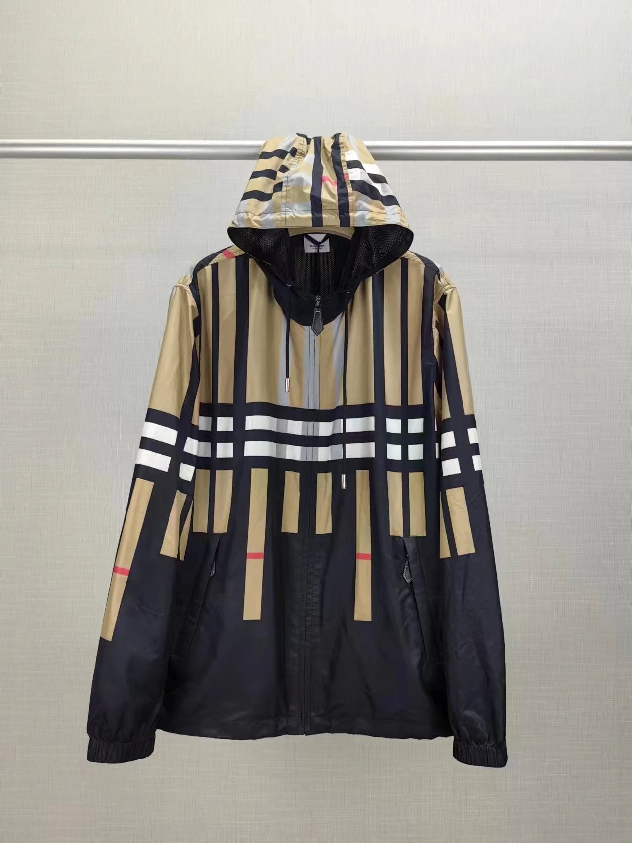 Burberry Jackets Plaid Stripes24New Fashion Plaid Hooded Trench Coat Jacket Men's Coat