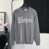 Gucci Sweater Unique Chest Inlay logo round Neck Sweater25ss Spring New Thickened Long Sleeve Pullover Unisex OS Loose Fit Top Versatile Casual Jacket Lazy Style