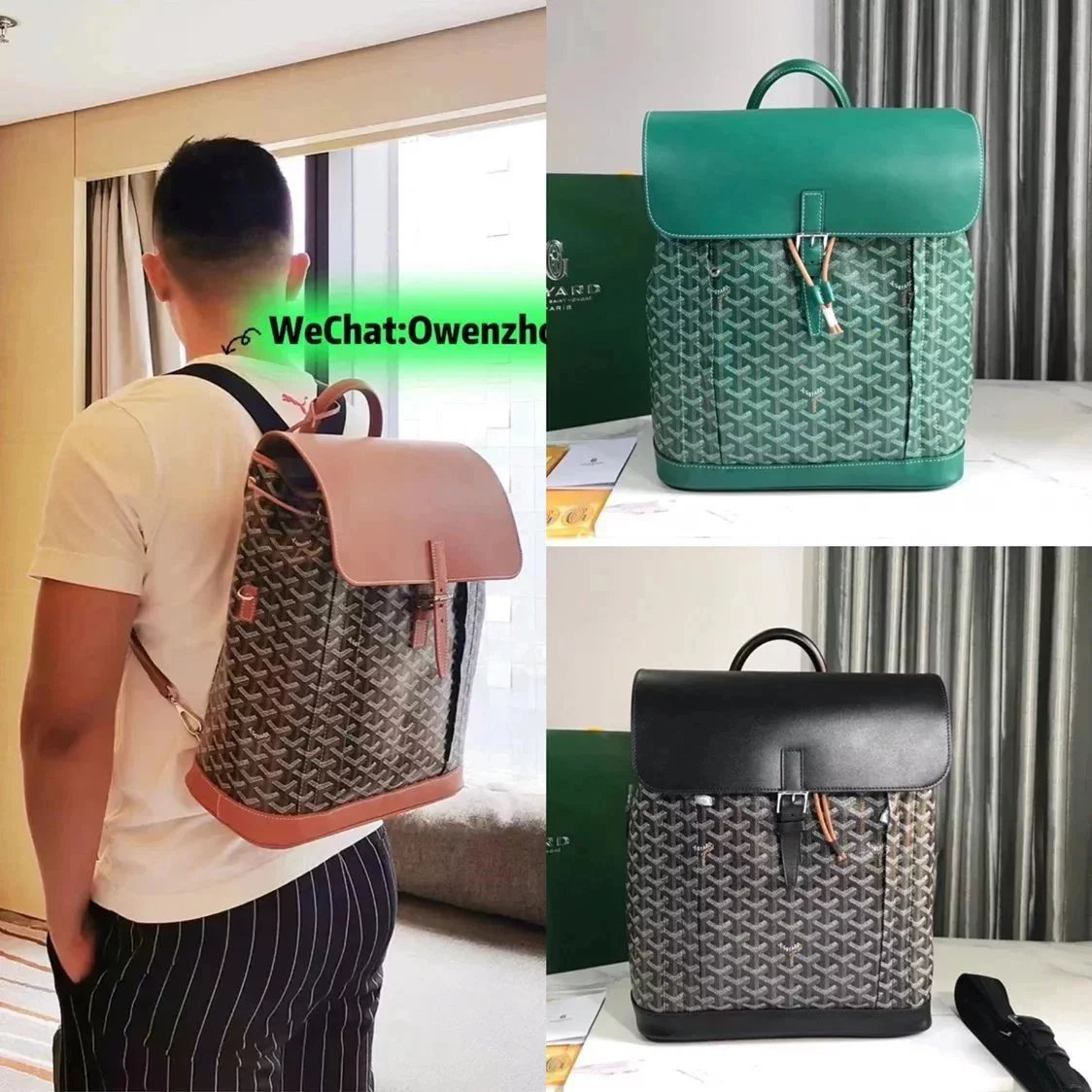 Goyard Bag Top version 【Original Quality】Alpin French Meaning“Climber”It Represents a Gentleman and Is Full of Adventurous Spirit. Alpin Backpack、Pure Hand Sewing Imported Wax Line Alpin Men's Backpack Hiking Backpack Computer Bag with Computer Compartmen