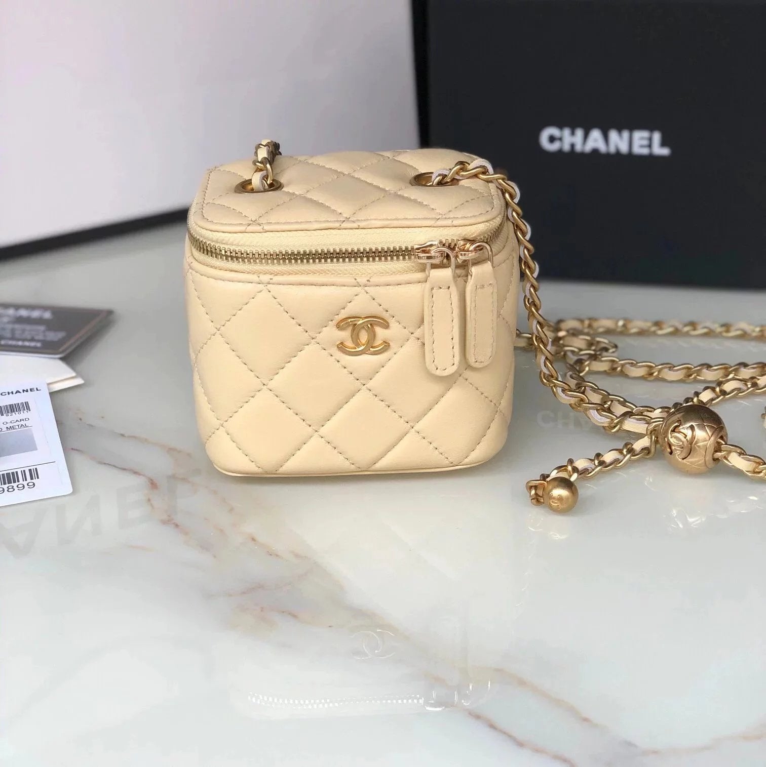 Chanel Women's Bag Top version 2021Brand New Metal Beads mini Box Gilded Bead Bag Mini Cosmetic Bag Gilded Autumn Chain Bag Clutch Shoulder Bag Lipstick Pack Messenger Bag Women's Bag AP1447