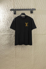 Louis Vuitton LV T-shirt Chest Letter Embroidery logo round Neck Short Sleeve25ss New Pure Cotton Unisex Style T Casual T-Shirt Base Layer Shirt OS Loose Fit Half Sleeve Top Plus Size