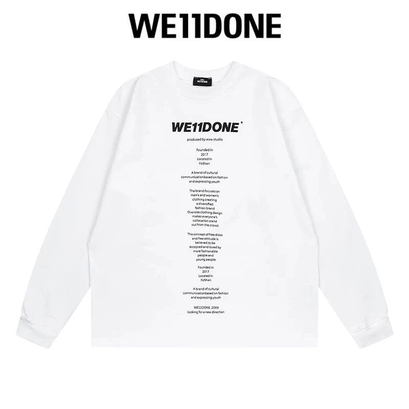 We11done Hoodie Top Version Long Sleeve Loose Couple Spring and Autumn Top Men and Women Fashion T T-shirt