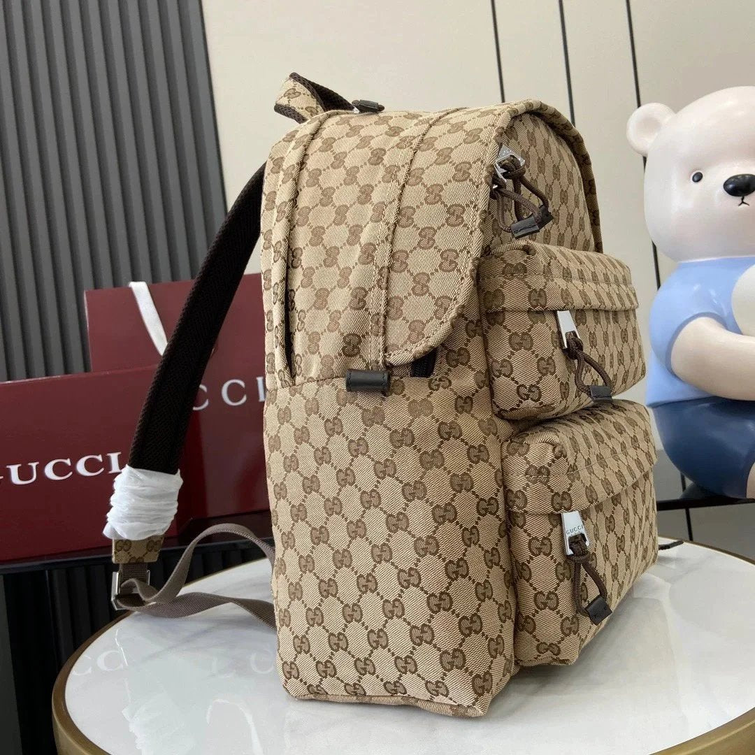 Gucci Backpack Top version 【Original Leather High Version】24New Year Decoration Logo Medium Backpack New Presbyopic Fabric Backpack Men's Backpack Women's Backpack Leisure Bag Shoulder Bag Messenger Bag Large Capacity Backpack Lightweight Hiking Backpack