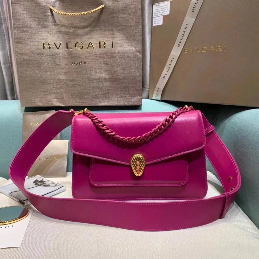 BVLGARI Bag Top version 【Original Quality】2021New Women's Bag Limited Edition Snake Head Buckle Red Enamel Snake Eye Women's Shoulder Bag/Crossbody Handbag Bag Decorated with a Snake's Head Naza Same Product Detachable Shoulder Strap