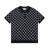 Gucci T-shirt Allover Jacquard logo Knitting POLO Shirt Lapel Short Sleeve25ss New Unisex Summer Short Sleeve OS Loose T Business Half Sleeve Shirt Plus Size T-Shirt