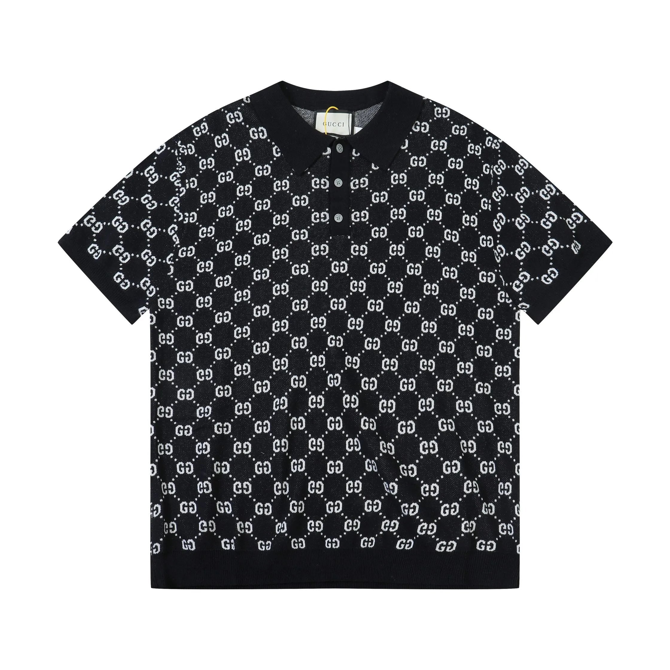 Gucci T-shirt Allover Jacquard logo Knitting POLO Shirt Lapel Short Sleeve25ss New Unisex Summer Short Sleeve OS Loose T Business Half Sleeve Shirt Plus Size T-Shirt