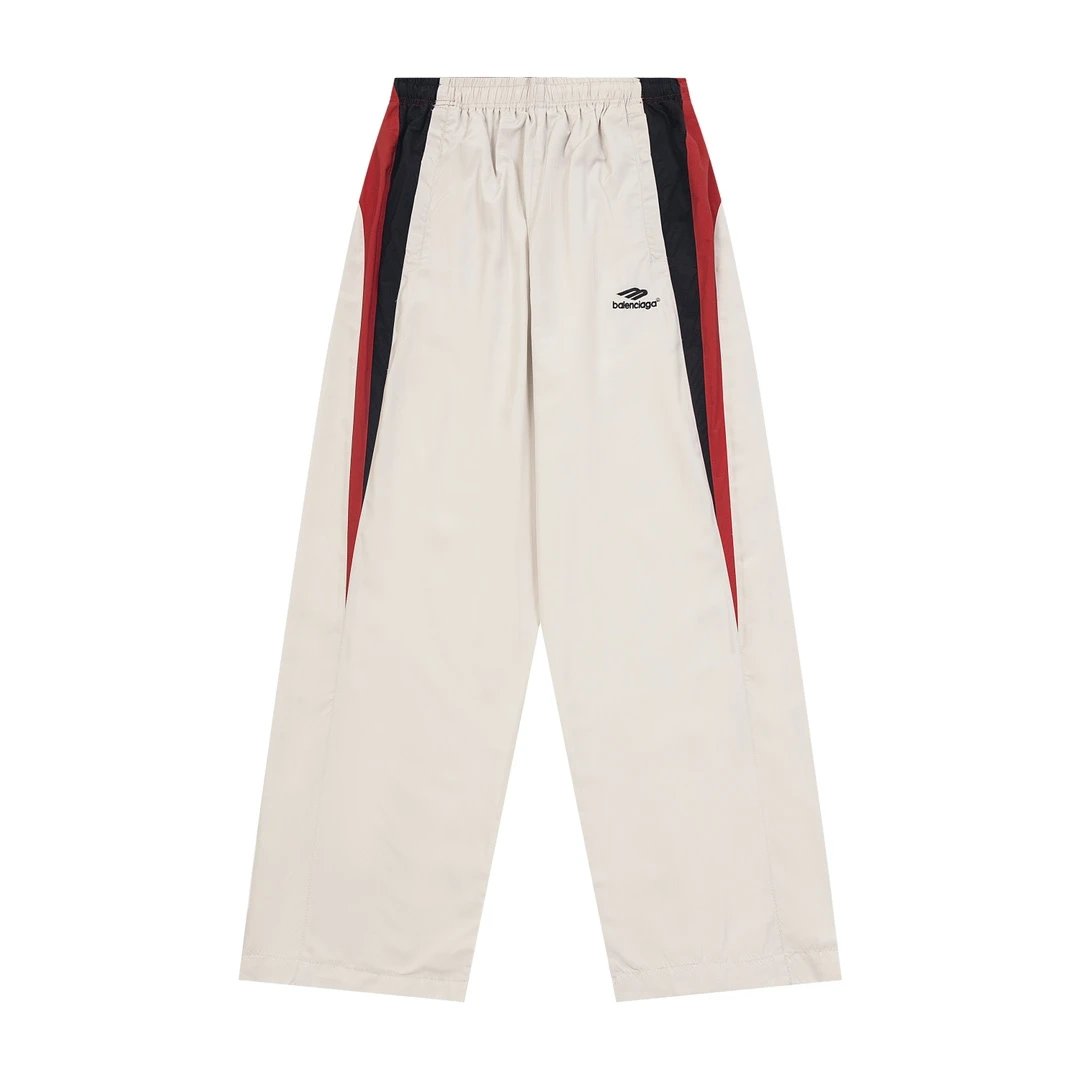 Balenciaga Sweatpants Comes with a matching jacket3B Embroidered White and Red Patchwork Sports Uniform Style Casual Pants Straight Pants Wide-leg Pants Sweatpants Unisex24ss Autumn and Winter New Products
