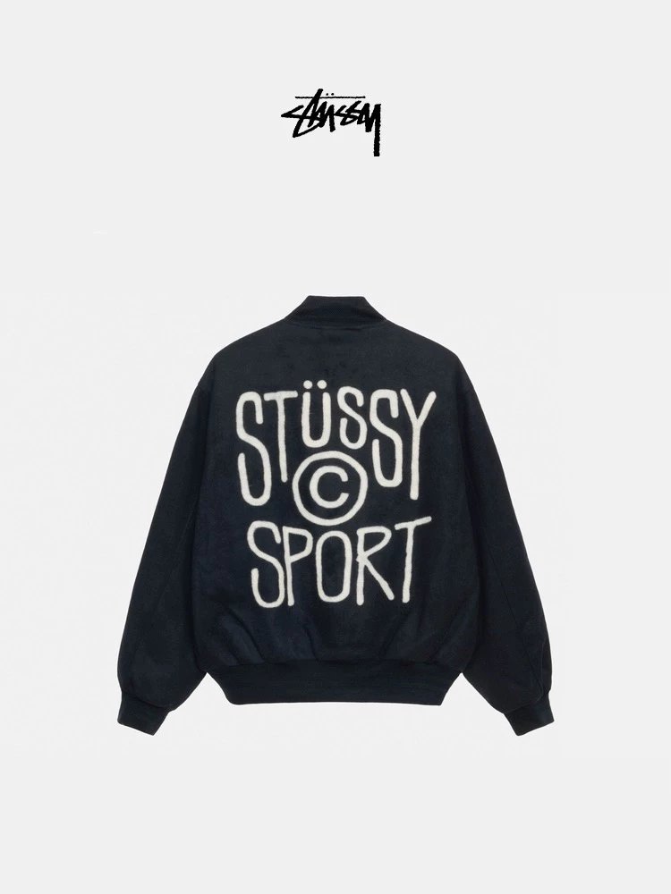 Stussy Jackets Top Version Wool Blended Letter Pattern Baseball Uniform Jacket Coat24Spring New