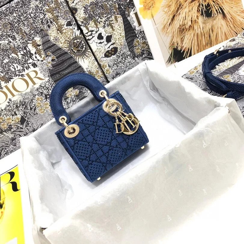 Dior Women's Bag Top version 2022New Colorful Crystals Embroidery Lady Diana bag mini Diana Three-Grid Chain Bag Portable Shoulder Bag Messenger Bag